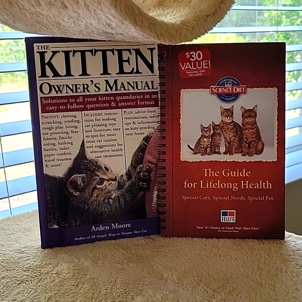 KITTEN BOOKS, MANUAL+SCIENCE DIET KITTEN/ADULT CAT GUIDE BUNDLE,+ BONUS JOURNAL!